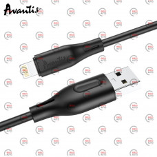 кабель для заряджання Avantis  USB - iPhone,  1м,   чорний, круглий силіконове обплет.