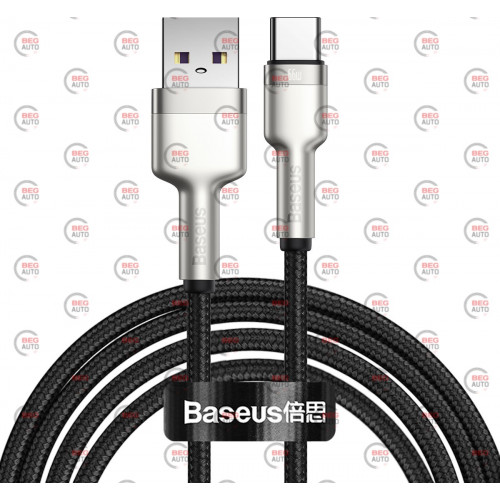 кабель для заряджання Baseus  USB - Type-C,1м,чорний, круглий тканинне обплет. QC передача даних 66W