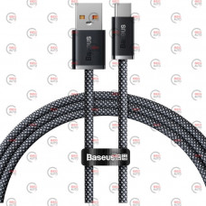 кабель для заряджання Baseus  USB - Type-C,1м,сірий, круглий тканинне обплет. QC передача даних 100W