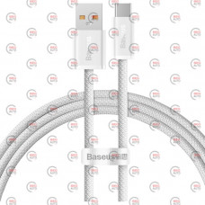 кабель для заряджання Baseus  USB - Type-C,1м, білий,круглий тканинне обплет. QC передача даних 100W