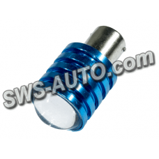 Лампа світлодіод А 24-21 WHITE   2 LED 5 W з лінзою  (синій радіатор)