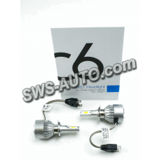 лампа LED H7 12V-24V C6 6000K CHIP COB (метал. корпус) радіатор з вентилятором