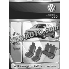 чехлы салона Volkswagen Golf 4 1997-2003 хэтчбек раздельная "ткань" черно-черные