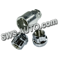 Гайка кол. ХРОМ 12х22 (ш 1,5) сфера откр, секр. (2ключа)(4шт)