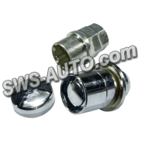 Гайка кол. ХРОМ 12х37,5 (ш 1,5) с шайбой, секр. (вращ кольцо 2ключа)()