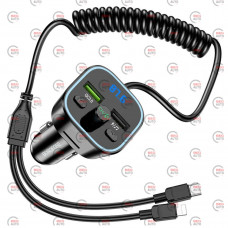 FM модулятор Borofone BC45B  USB/MP3/12-24В/microSD/USB быст заряд. 3,0А/BT 5.0/кабель Type C/iPhone