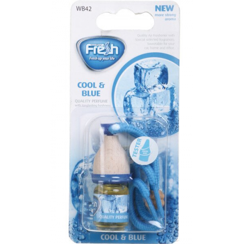 ароматизатор на зеркало жидкий  5мл  FRESH WAY Wood Blister Бут.+Корок "Cool and Blue"