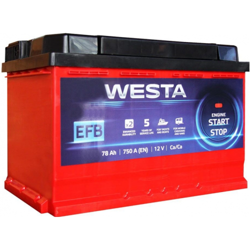 Аккумулятор   Westa  78Ач (750A)  EFB (Start-Stop) Евро прав +