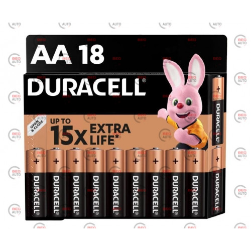 батарейка  AA  лужна 1.5V пальчик Duracell Basic Alkaline 18шт картон  Бельгія