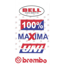наклейка на мопед, мотоцикл "Bell, 100%, Maxima, Uni, Brembo" контурная порезка (2шт)