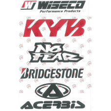 наклейка на мопед, мотоцикл "Wiseco, Kyb, NoFear, Bridgestone" контурная порезка (2шт)