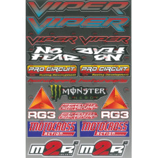 наклейка на мотоцикл "Viper, No Fear, Pro Circuit, RG3, Monster Energy, M2R" контурная порезка