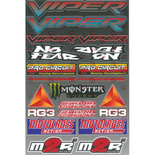 наклейка на мопед, мотоцикл "Viper, No Fear, Pro Circuit, RG3, Monster Energy, M2" контурна порізка