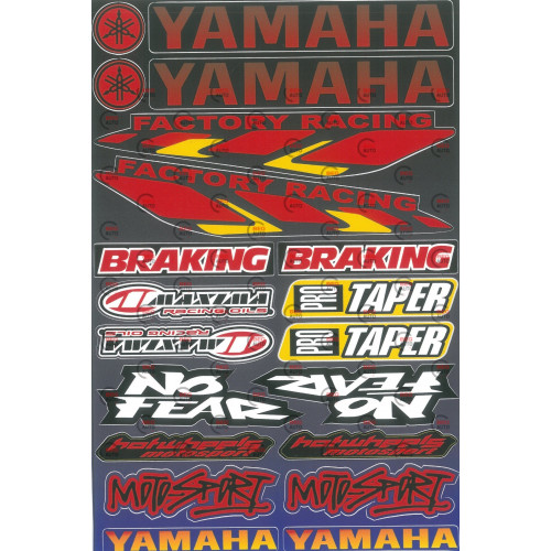 наклейка на мотоцикл "Yamaha, Factory Racing, Braking, Maxima, MotoSport, " контурна порізка