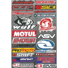 наклейка на мотоцикл "Wulf, Hotwheels, WRP, Motocross, EVS, Promoto, SiDi, Maxima" контурная порезка