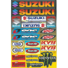 наклейка на мотоцикл "Suzuki, One, KYB, Twin Air, Afam, Moto Sport, Monster" контурная порезка