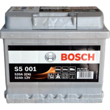 Аккумулятор BOSCH  52 А S5 (520А) Евро прав + (H-175mm) (2 года гар)