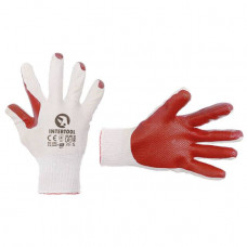 рукавиці "вампіри" бавовняні з подвійним латексним покритий. розмір 10, біло-червоні