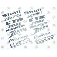 наклейка трафаретная "Shell, Xenon, Kyb, Bose, Michelin, Zenith, Pioneer, Sparco" черная (2шт)