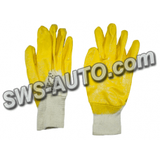 рукавиці маслобензостійкі  D-OIL  поліестер з 3/4 нітриловим покриттям, розмір 10, жовті, в'яз. манж