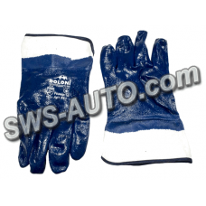 перчатки маслобензостойкие  D-OIL  интерлок с полным нитрил. покрытием, размер 10, синие, тверд.манж