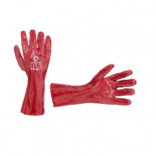 перчатки маслобензостойкие 35 см красные Intertool