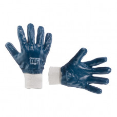 перчатки маслобензостойкие с вязаным манжетом син. размер 10,5 Intertool