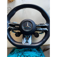 Колесо рулевое (руль) кожа наппа/алькантара черное с красной строкой, AMG Drive unit с кнопками и подушкой в ​​сборе с подогревом, AMG Performance Mercedes GLE W167/C167/GLS X167/C W206/E W214/S W223/SL R2