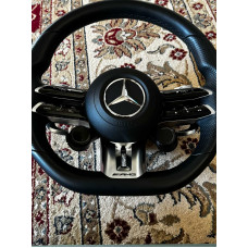 Колесо рульове (кермо) чорна шкіра "наппа" з кнопками AMG Drive Unit з підігрівом та подушкою в зборі, AMG Performance Mercedes GLE W167/C167 / GLS X167 / AMG GT R192/X290 / C W206 / E W214 / S W223 / SL R232 / CLE C2