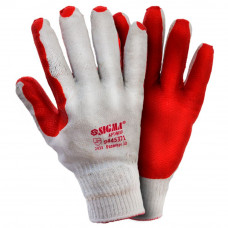 рукавиці порізостійкі бавовняні з гумовим покрит. долоні, розмір 10, червоні