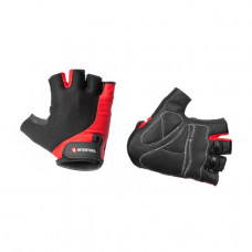 перчатки без пальцев, эко кожа "sryno", размер 10, защитные вставки, фиксация ремешком,чорно-красные