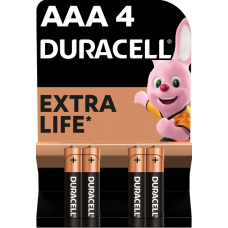 батарейка  AAА  лужна 1.5V мініпальчик Duracell Basic Alkaline 4шт картон  Бельгія