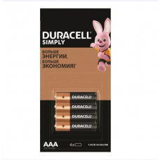 батарейка  AAА  щелочная 1.5V минипальчик Duracell Simply Alkaline 4шт блист.  Бельгия