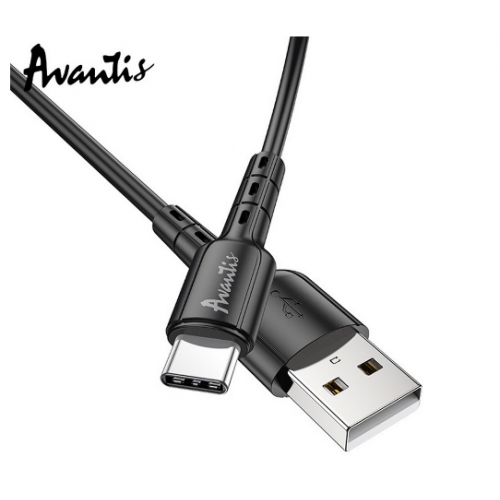 кабель для заряджання Avantis  USB - Type-C,  1м, 3.0А  чорний, круглий Novel