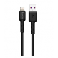 кабель для зарядки Avantis  USB - iPhone,  1м, 2.0А  черный, круглый силиконовая оплетка QC+DT