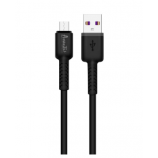 кабель для заряджання Avantis  USB - Micro USB,  1м, 3.0А  чорний, круглий силіконове обплет. QC+DT