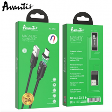 кабель для заряджання магнітний Avantis  USB - Micro USB,  1.2м, 3.0А  чорний, круглий