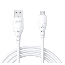 кабель для зарядки Avantis  USB - Micro USB,  1м, 3.0А  белый, круглый силиконовая оплетка QC