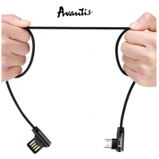 кабель для заряджання Avantis  USB - iPhone,  1м, 2.4А  чорний, круглий тканинне обплет. QC L подібн
