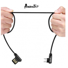 кабель для заряджання Avantis  USB - Micro USB,  1м, 2.4А  чорний, круглий тканинне обплет. L подібн