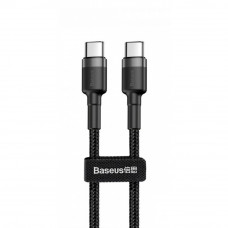 кабель для заряджання Baseus  Type-C - Type-C, 1м, 3.0А  чорний, круглий ткан. обплет., швидк.заряд