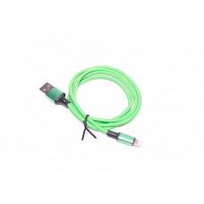 кабель для заряджання Armer  USB -  iPhone,  1м, зелений, круглий, ткан. обплет.