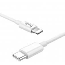 кабель для зарядки Avantis  Type-C - iPhone,  1м, 3.0А белый, круглый силиконовая оплетка, QC, 20W