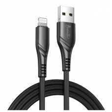 кабель для заряджання Avantis  USB - iPhone,  1м, 3.0A  чорний, круглий рифлене обплет.  Business