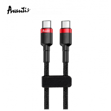 кабель для зарядки Avantis  Type-C - Type-C,  1м, 5.0А  черный, круглый тканевая оплетка PD Cool 40W