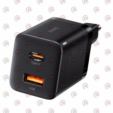 зарядний пристрій від мережі 220В на  USB + Type C 3.0A, QС PD 30W, чорний