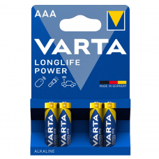 батарейка  AAA  щелочная 1.5V минипальчик Varta Longlife Power 4шт блист.