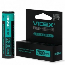 аккумулятор высокотоковый "18650" Li-Ion 3.7V, 2800мАч (защита) Videx