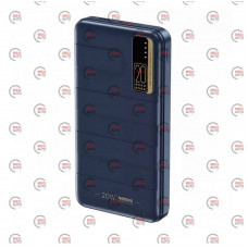 повербанк 20000 mAh, 1 USB выход, заряд через MicroUSB/Type-C, индикатор заряда, синий  Remax