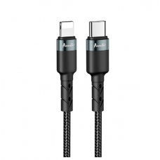кабель для зарядки Avantis  Type-C - iPhone,  1м, 3.0А  черный, круглый тканевая оплетка, QC, PD 20W